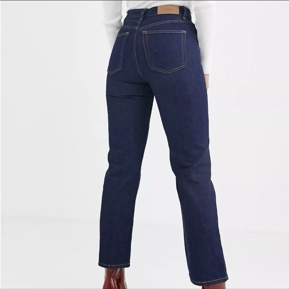 Topshop Women’s Editor Jeans Straight Leg In Dark Wash - Picture 4 of 9